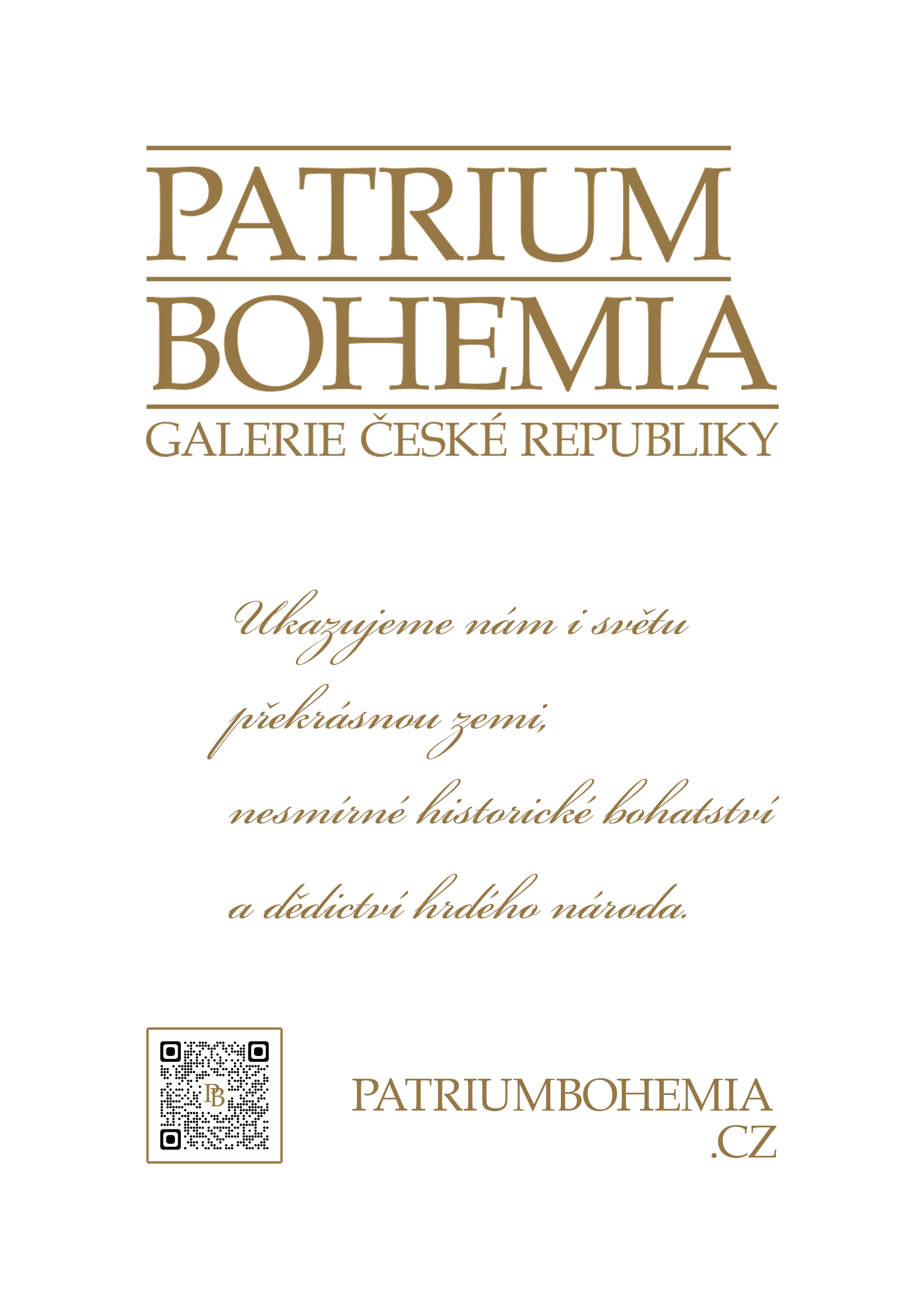 Plakát zlatý s QR kódem, A4 Patrium Bohemia.